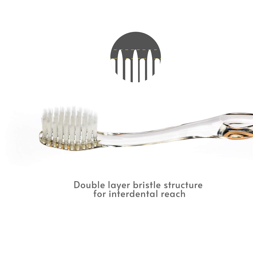 Close-up of silver-infused bristles on Nano-b toothbrush