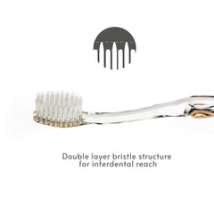 Close-up of silver-infused bristles on Nano-b toothbrush