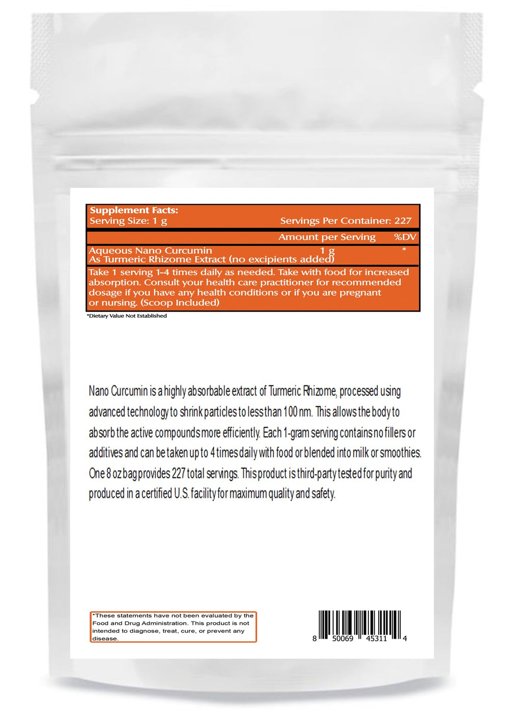 Nano Curcumin powder added to a smoothie
