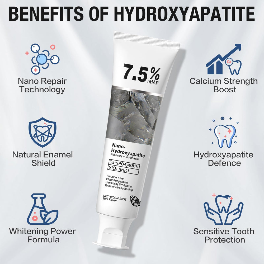 Hydroxyapatite toothpaste enamel protection close-up