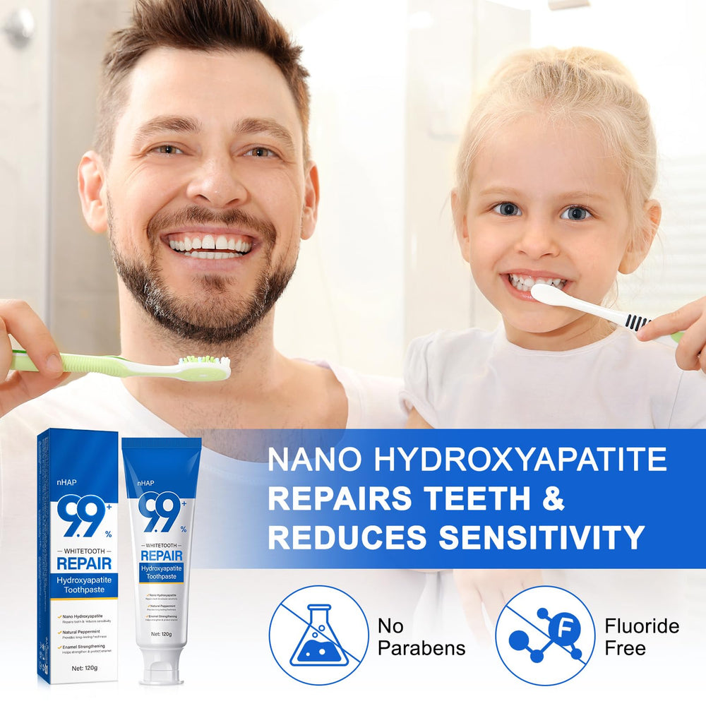 Close-up of nano hydroxyapatite toothpaste pack