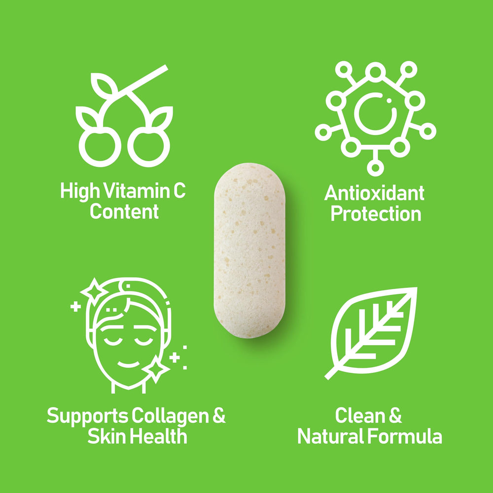 Label on NANOWELL Acerola Cherry Vitamin C 1000mg bottle