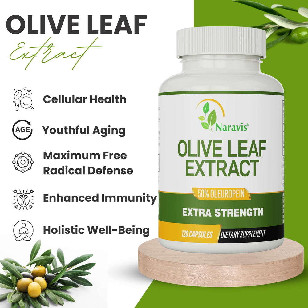 Front view of Naravis Olive Leaf Extract bottle