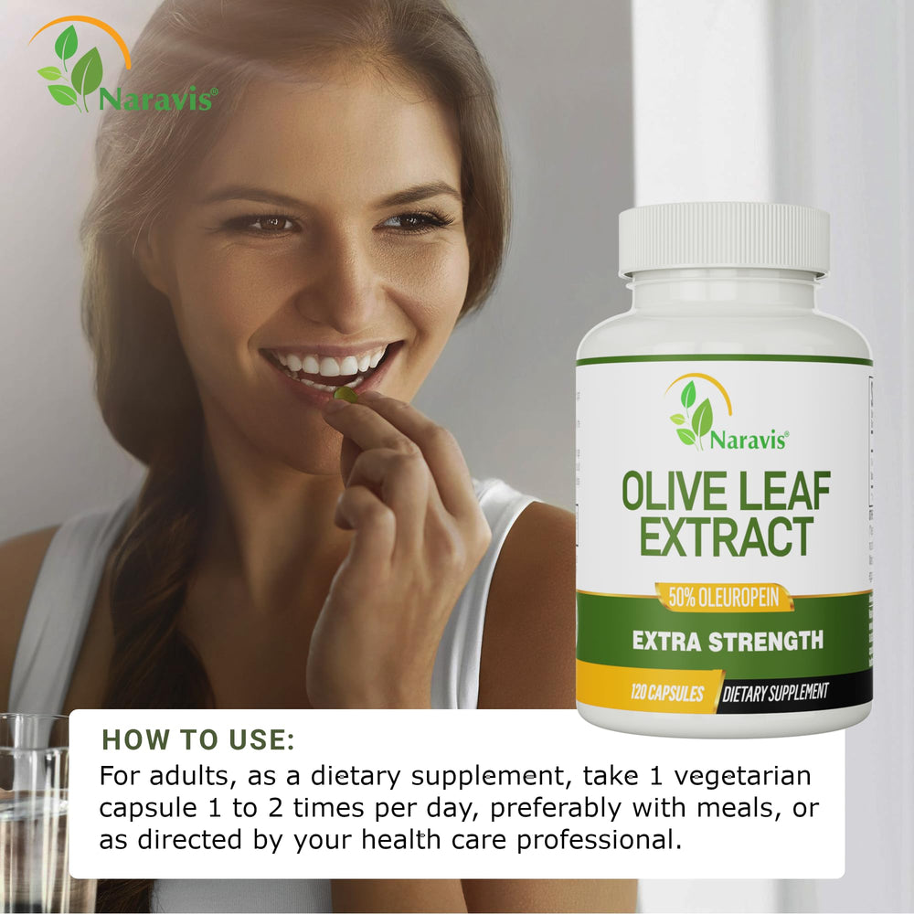 Side view of Naravis Olive Leaf Extract bottle