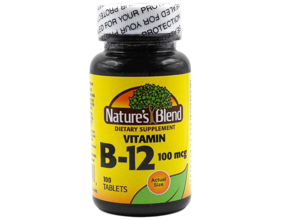 NAT B Vitamin B-12 TB 100MCG bottle and tablet