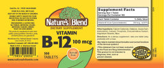 Close-up of NAT B Vitamin B-12 TB 100MCG label