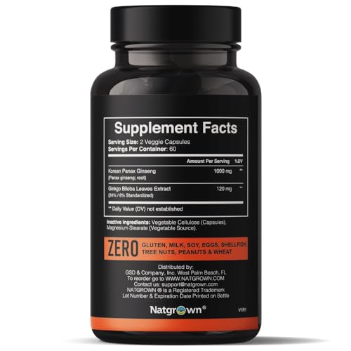 Close-up of Panax Ginseng and Ginkgo Biloba capsules