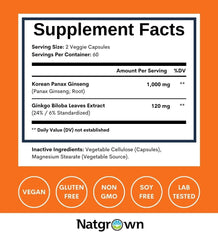 Ginseng root and Ginkgo Biloba leaves for brain support