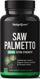 Natgrown Saw Palmetto 500mg bottle with label