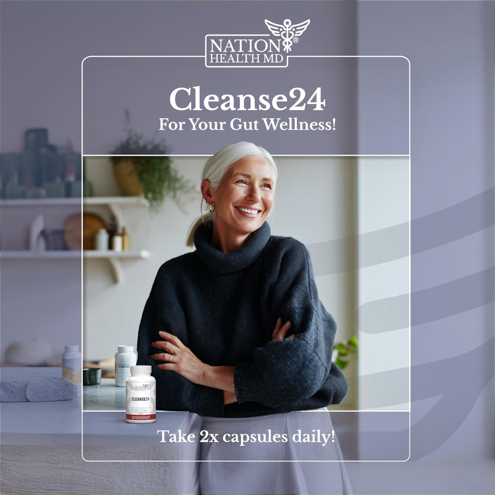 Nation Health MD Cleanse24 turmeric and black pepper for gut balance.