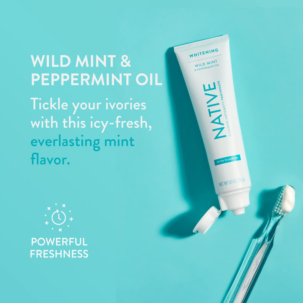 Ingredients list on Native Fluoride Toothpaste Wild Mint