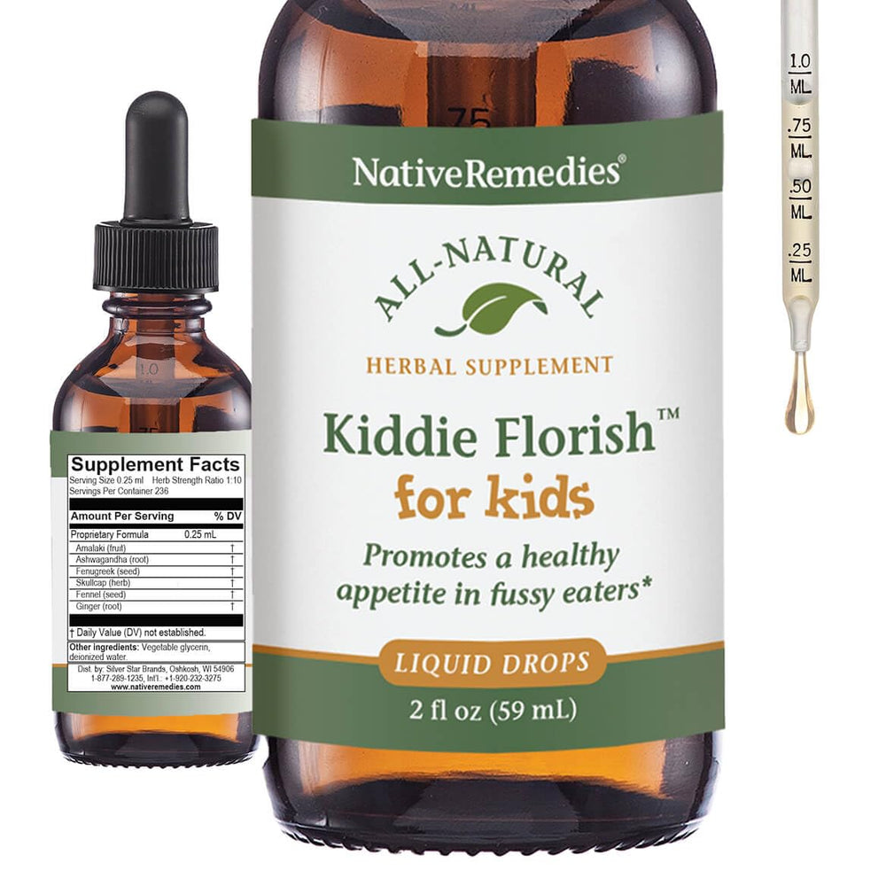 Native Remedies Kiddie Florish bottle front highlighting natural appetite support.