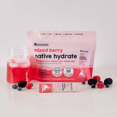 NativePath Hydrate sachet-opened evokes tasty, zero-sugar hydration option.