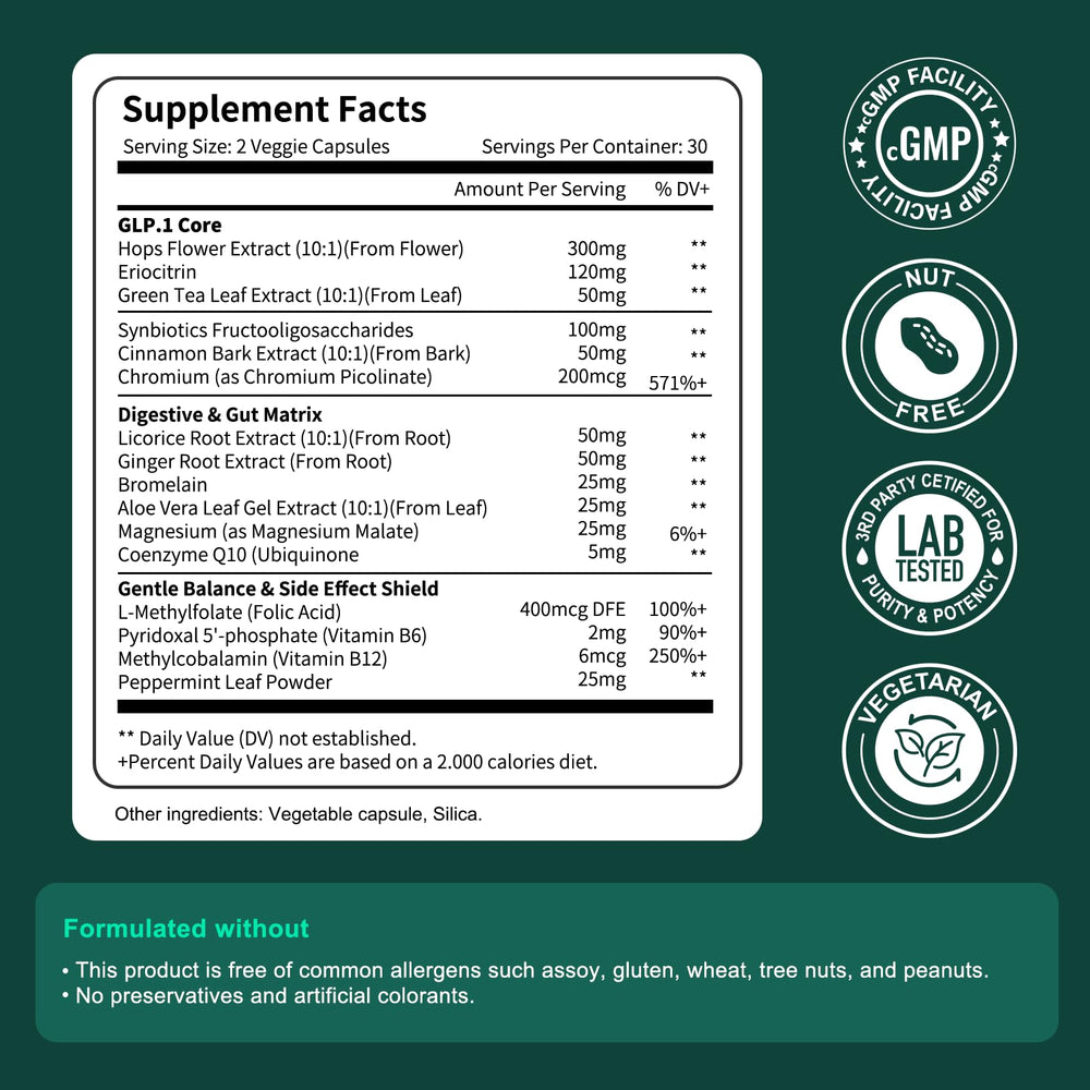 Close-up of Natprime GLP-1 bottle label highlighting GLP-1