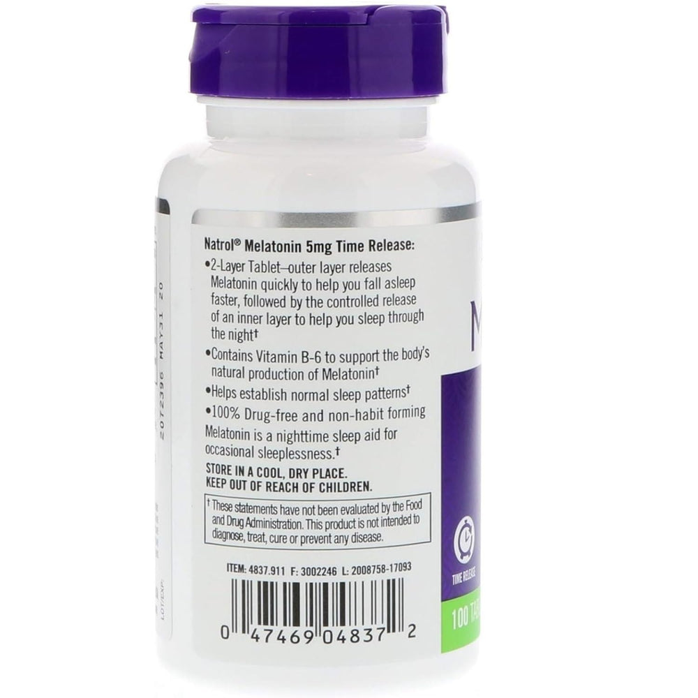 Close-up of Natrol Melatonin Time Release 5mg tablet