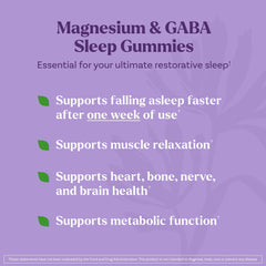Gummies label highlighting 100 mg GABA and 100 mg Magnesium Glycinate per serving