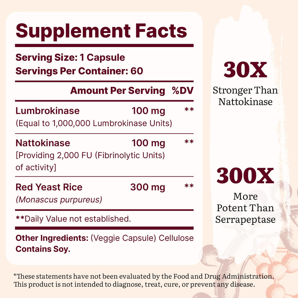 Nattokinase 100mg capsule with 2,000 FU label