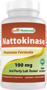 Bottle of Best Naturals Nattokinase 2000 FU, 100 mg, 90 vegetarian capsules