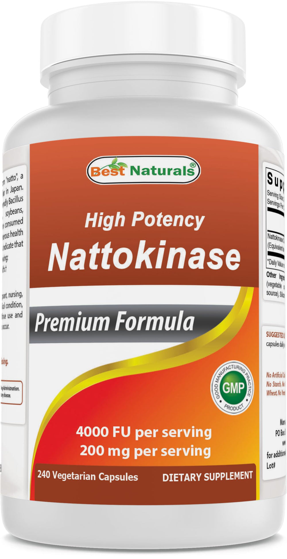 Nattokinase 4000 FU per serving label