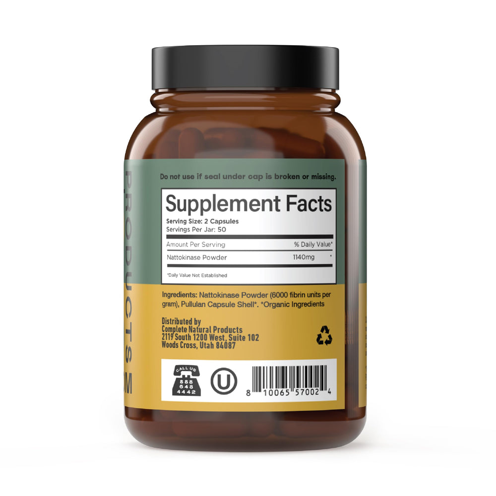 Nattokinase 570 mg 6000 FU label close-up