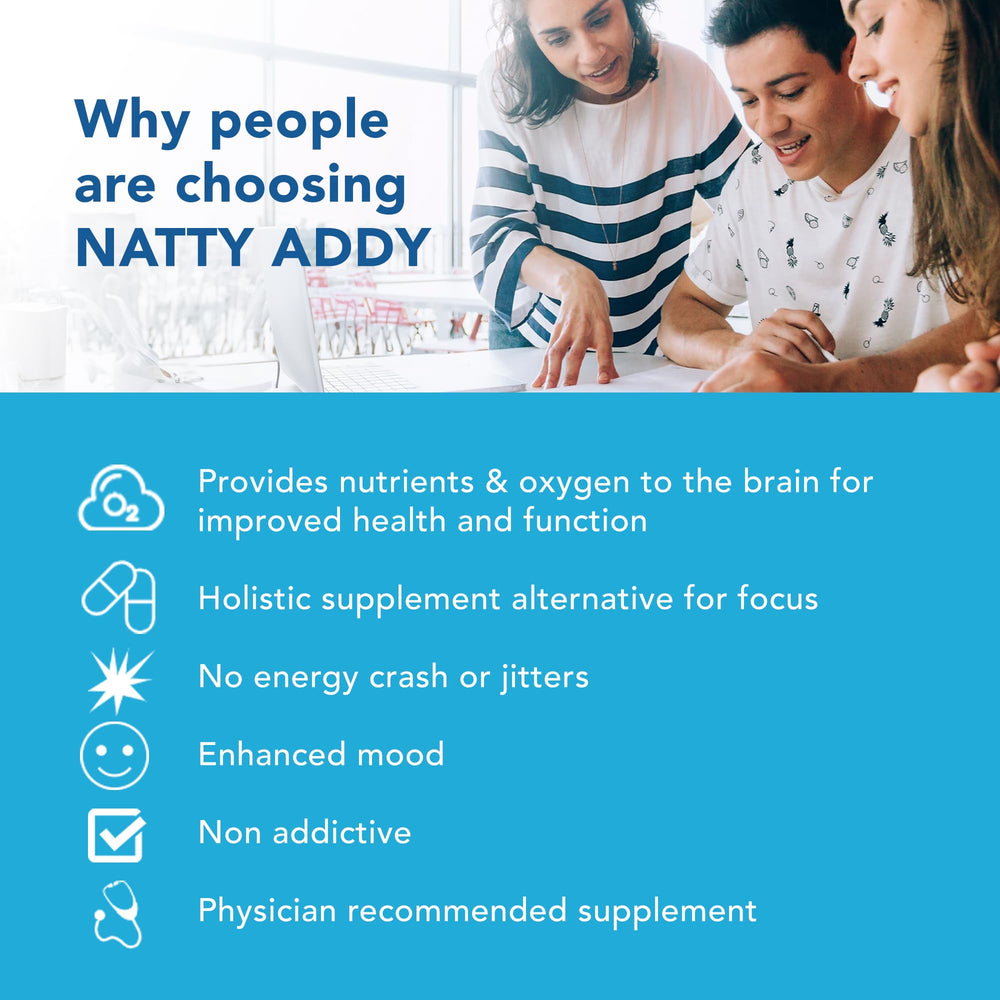 Natty Addy packaging and dosage guide aid easy daily use.