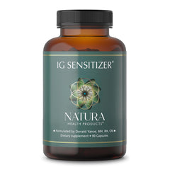 Natura IG Sensitizer bottle and label with 90 capsules
