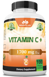 NaturaLife Labs Vitamin C bottle label showing 1700 mg per serving