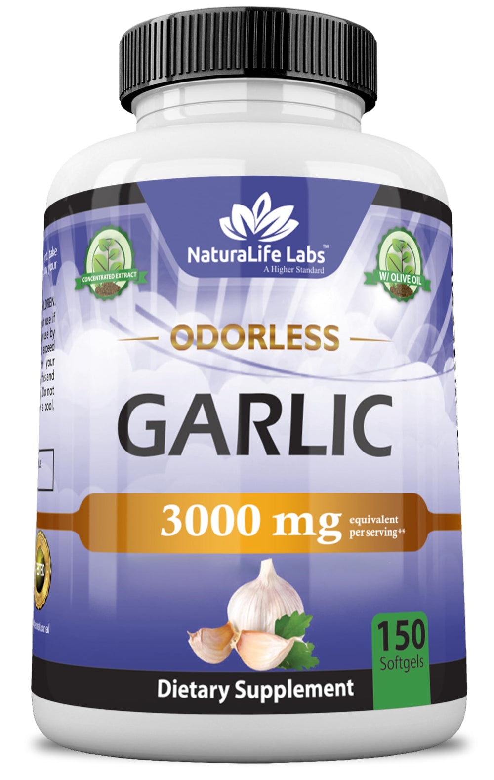 NaturaLife Labs Odorless Garlic bottle with 3,000 mg per serving