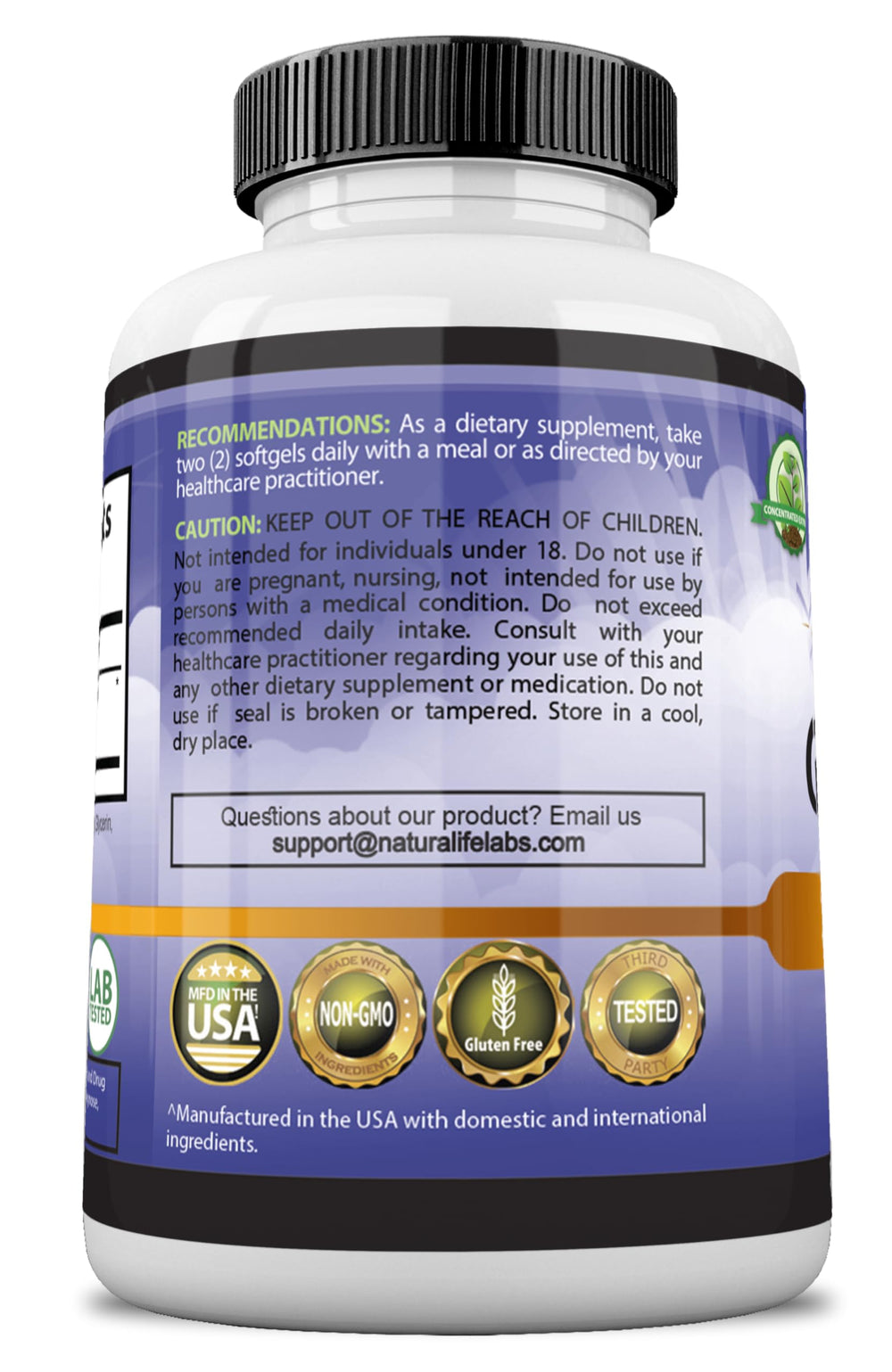 Close-up of odorless garlic softgels in bottle
