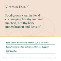 Ingredients panel highlighting vitamins D, A and K