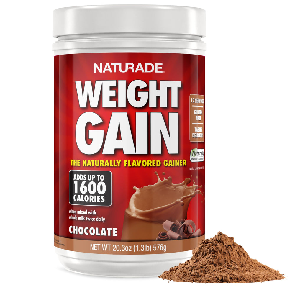 Naturade Weight Gain chocolate powder container 20.3 oz front view