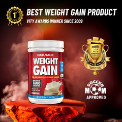 20.3 oz Naturade Weight Gain container showing 12 servings