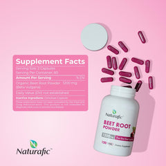 Nutrition facts panel for Naturafic Beetroot Capsules