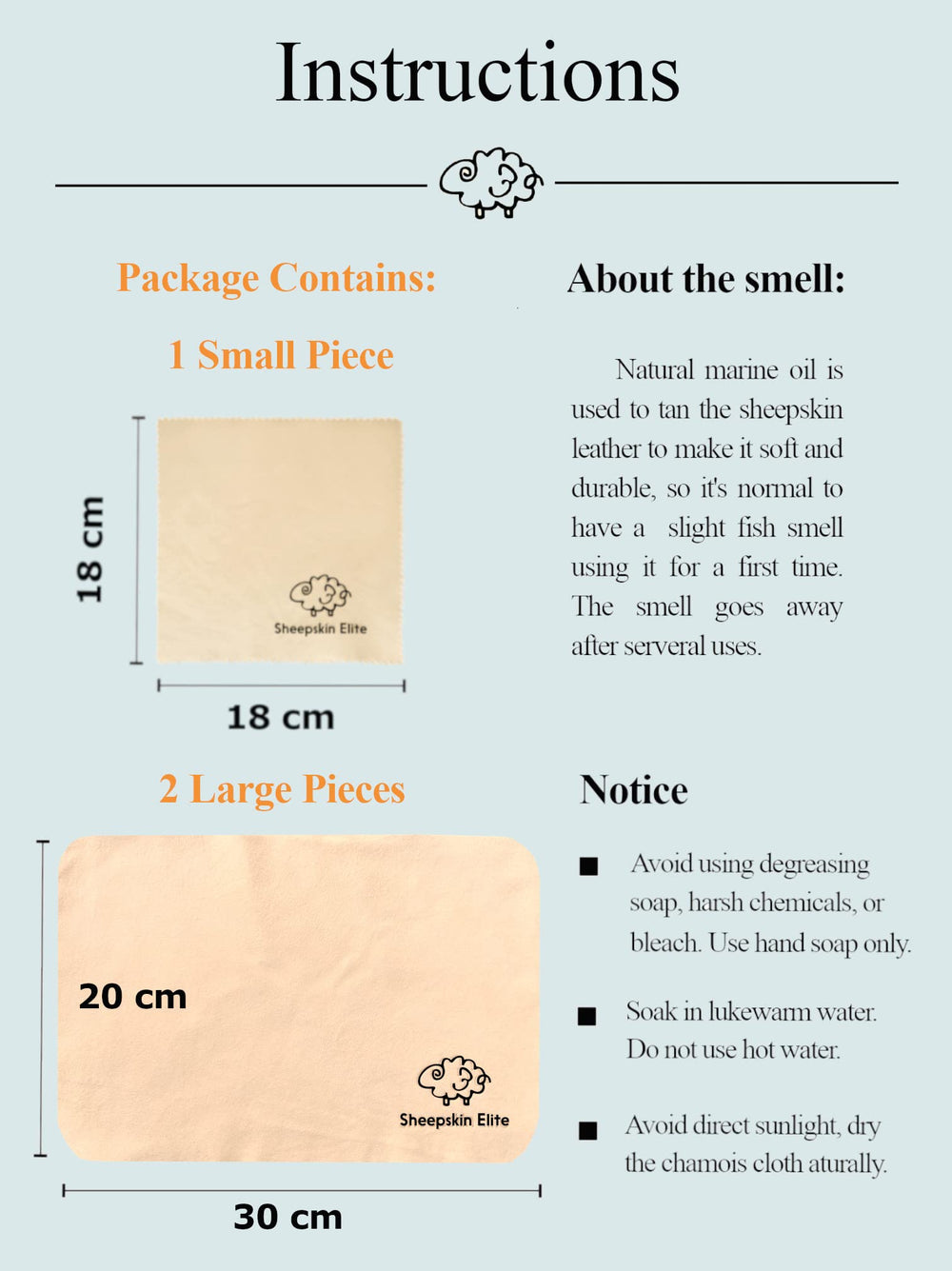 Small chamois cleaning cloth, 6.5x6.5 inches