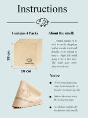 Glasses cleaning cloth made of genuine sheepskin leather, 4-pack