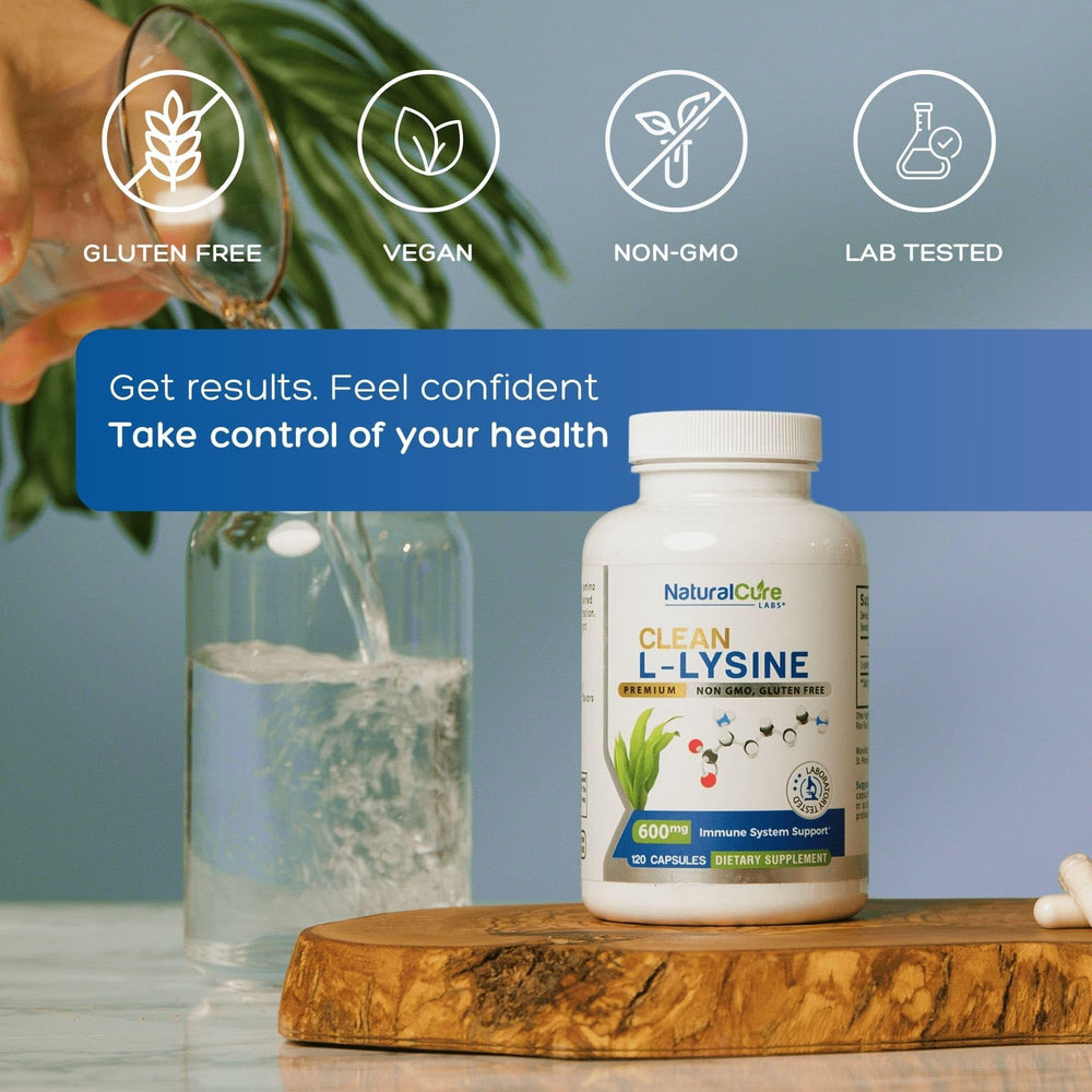 Close-up of L-Lysine 600mg capsule