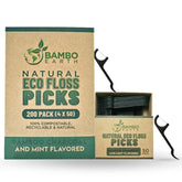 Natural Dental Floss Picks with bamboo charcoal-infused floss