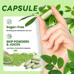 Moringa capsules symbolizing natural energy