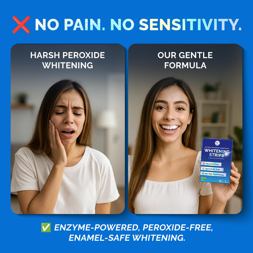 Natural enzymes papain and bromelain in whitening strips