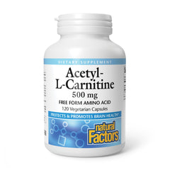 Bottle of Natural Factors Acetyl L-Carnitine 500 mg, 120 capsules