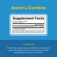 Detail of the nutrition facts panel for Natural Factors Acetyl L-Carnitine 500 mg