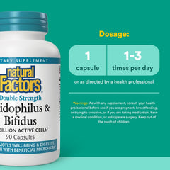 Product label highlighting 10 billion CFUs on Natural Factors formula