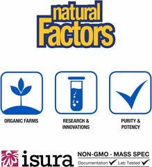Third-party testing certification badge and GMO-free symbol