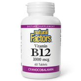 Natural Factors Vitamin B12 Cyanocobalamin 1000 mcg bottle label