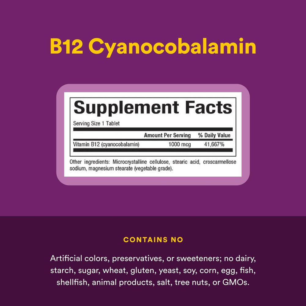 Vitamin B12 bottle showing label details