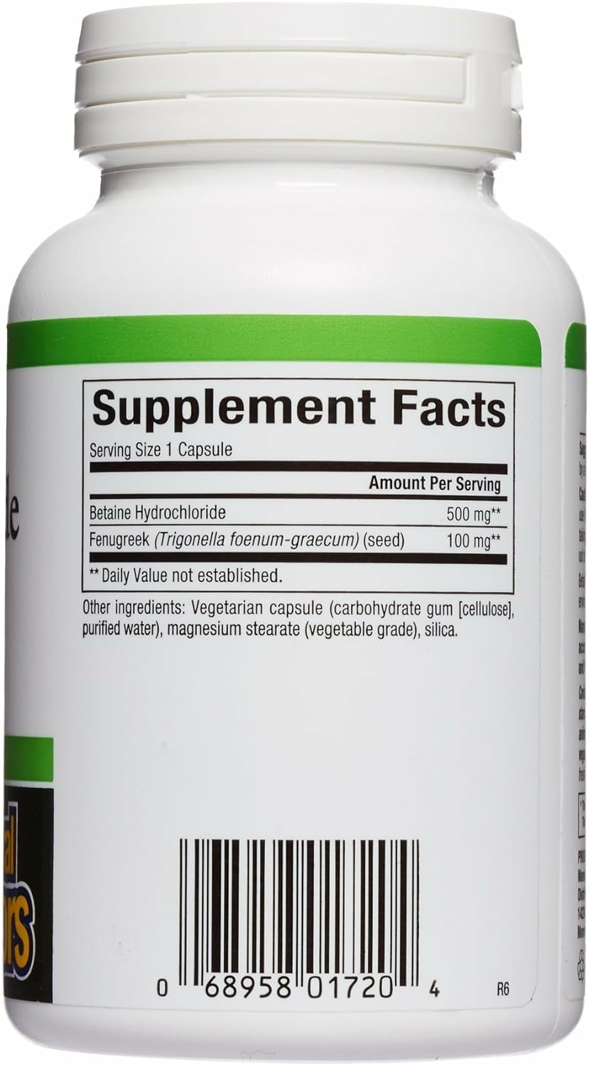 Close-up of Betaine HCl capsules