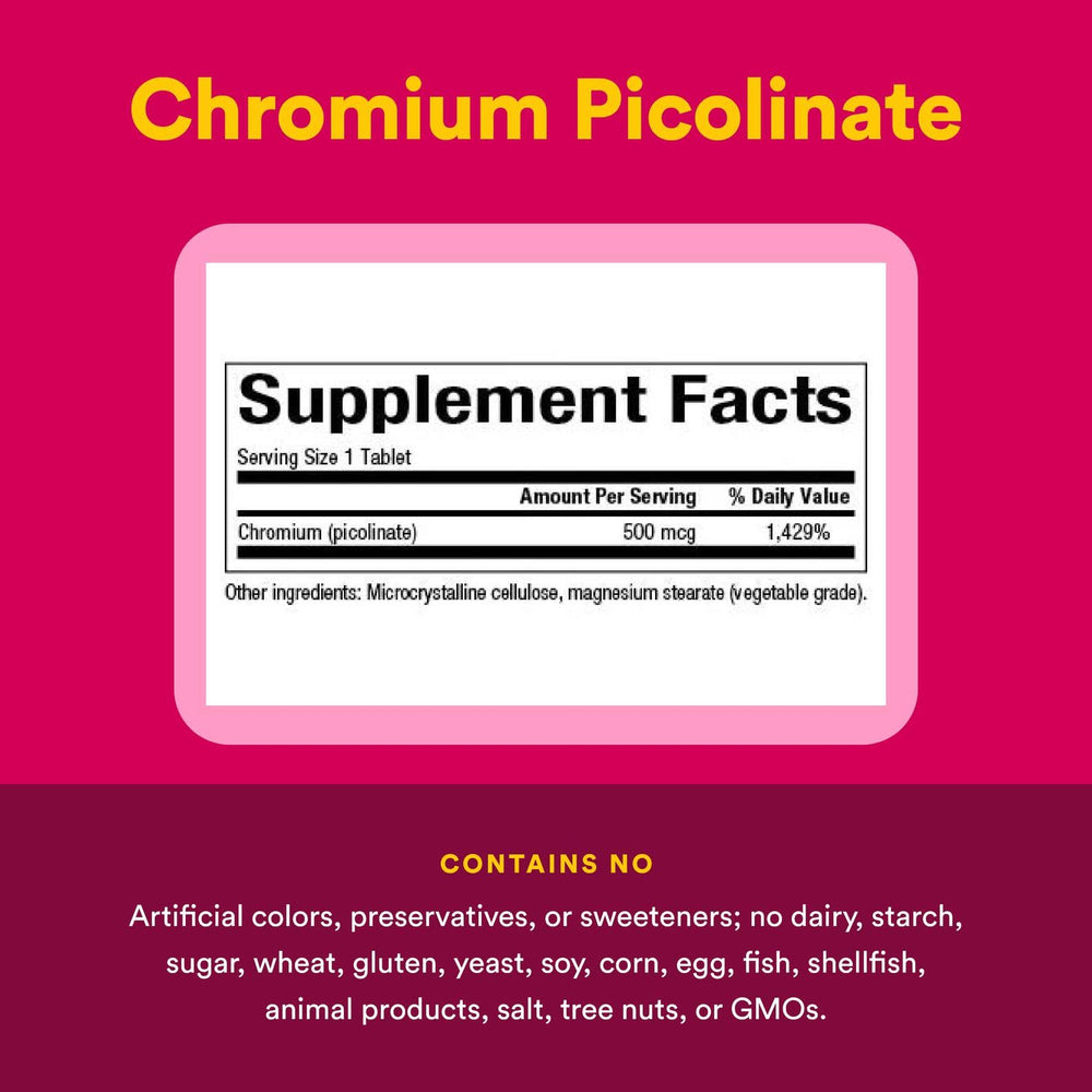 Chromium Picolinate 500 mcg bottle with 4-pack label