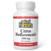 Natural Factors Citrus Bioflavonoids 650mg bottle with 90 capsules