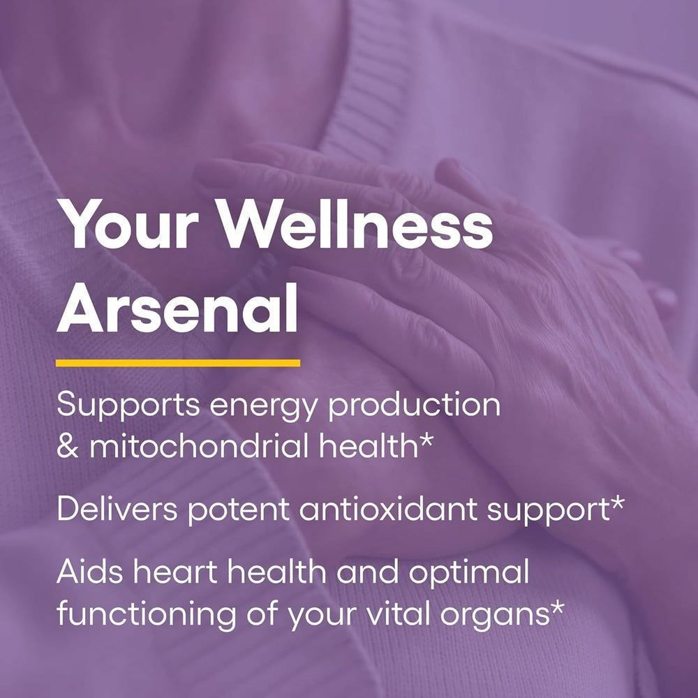 Cardiovascular health and antioxidant support icons for CoQ10