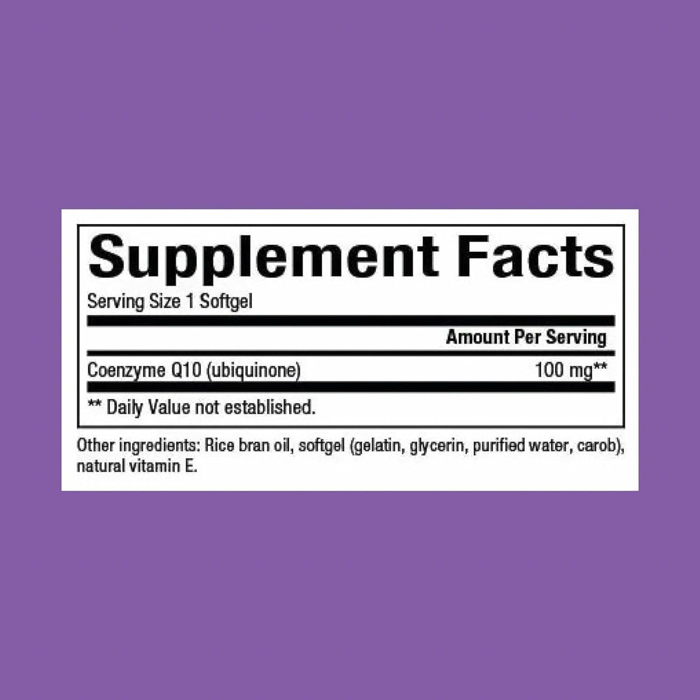 Natural Factors CoQ10 bottle back label with supplement facts